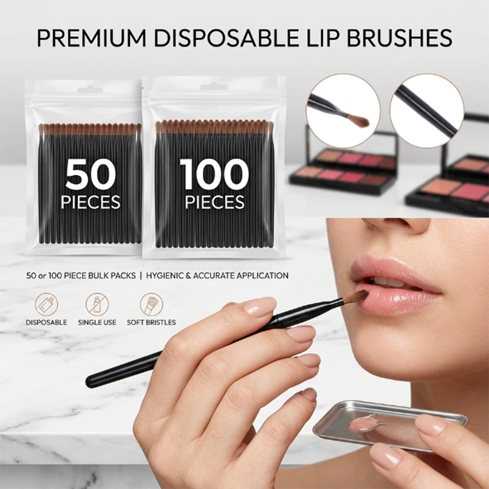Beauty Makeup & D Anime Studio Vega Baja - 50/100 adet Tek Kullanımlık Dudak Fırçası