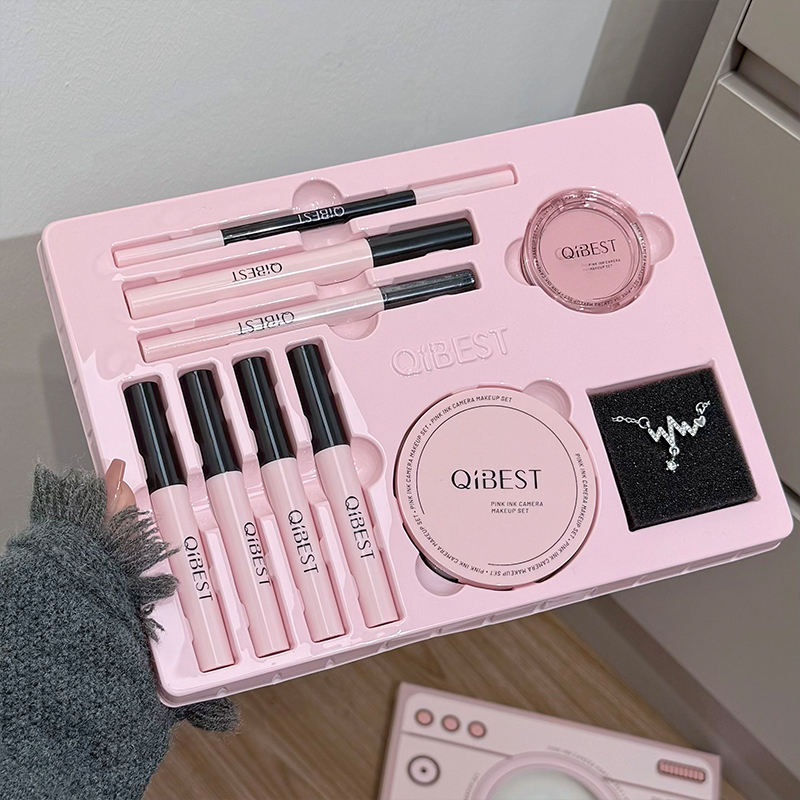 Beauty Makeup Camera - QIBEST Pembe Kamera Makyaj Seti Ruj